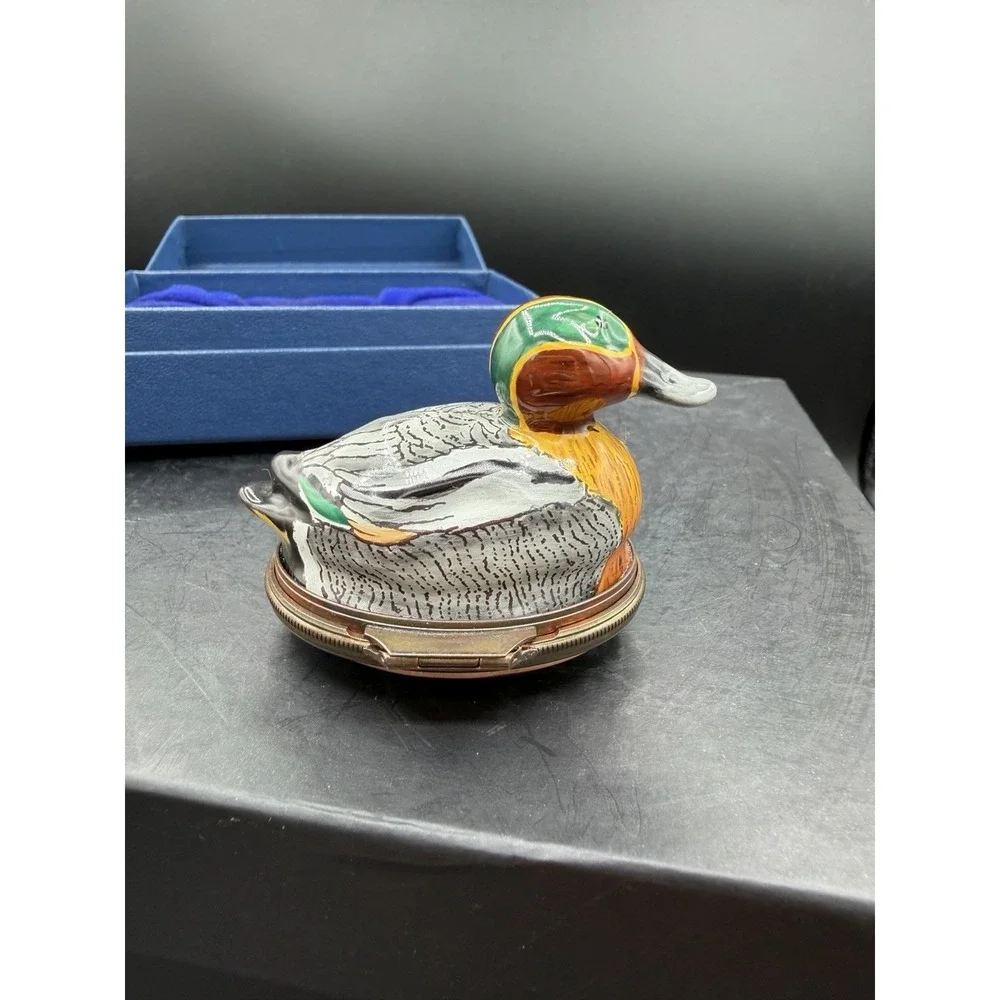 🦆✨ Halcyon Days Enamels Mallard Duck Trinket Box – Vintage Collectible ✨🦆